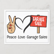 Carte postale Vente de garage Paix, Amour
