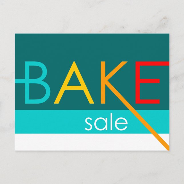 Carte Postale vente de gâteaux (typographique) (Devant)