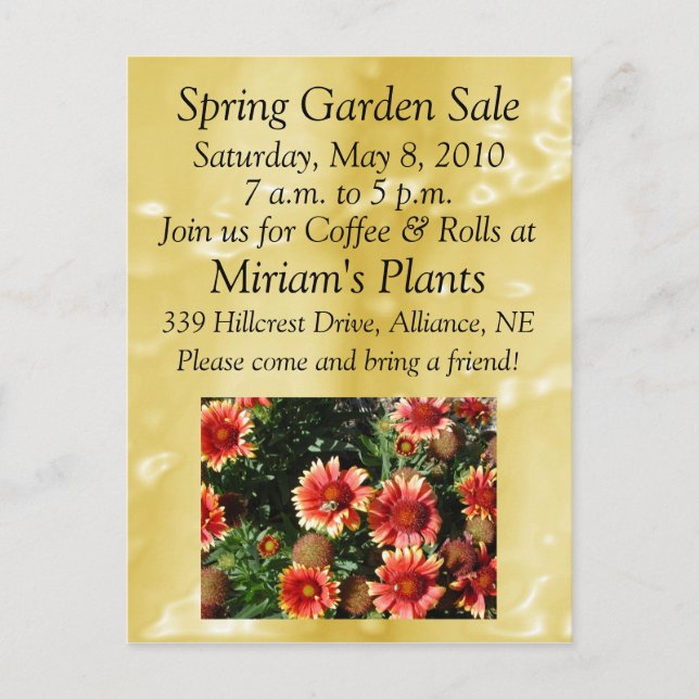 Carte Postale Vente de jardin (Devant)