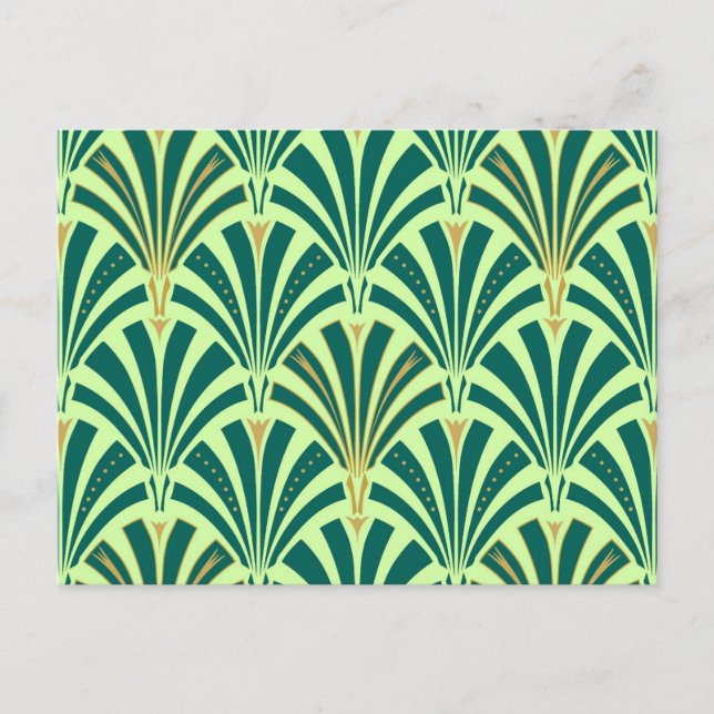 Carte Postale Ventilateur Art Déco motif - vert pin et menthe (Devant)