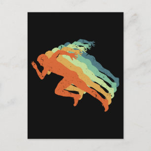 Carte Postale Ventilateur sportif du coureur du Marathon Retro