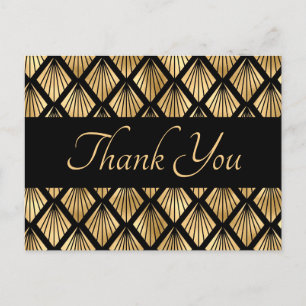 Carte Postale Ventilateurs géométriques élégants Gold et Black A