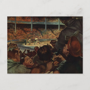 Carte Postale Ventilateurs sportifs vintages dans un stade de ba