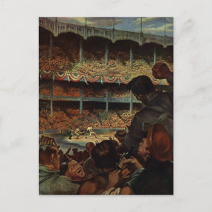 Carte Postale Ventilateurs sportifs vintages dans un stade de ba