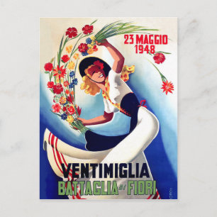 Carte Postale Ventimiglia, Maggio, Italie, fille sur la bataille