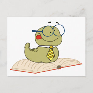 Carte Postale Ver Sur Un Livre Portant Des Verres