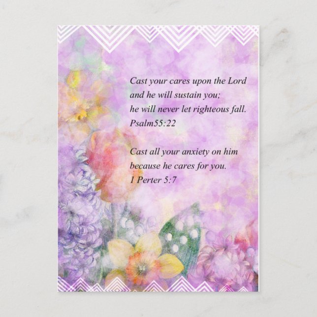 Carte Postale Verbe biblique et fleurs (Devant)