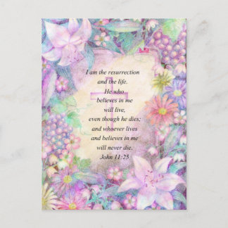 Carte Postale Verbe biblique et fleurs