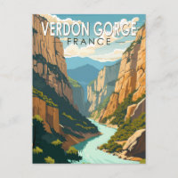 Verdon Gorge France Travel Art Vintage