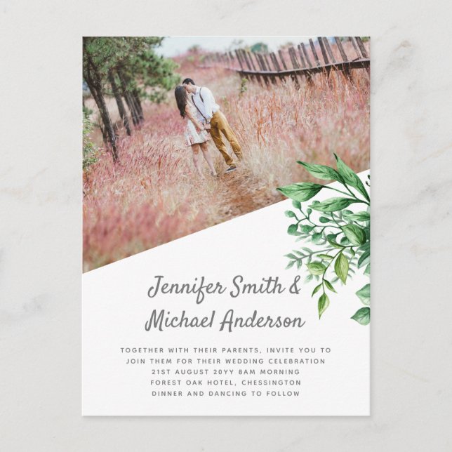 Carte Postale Verdure botanique Budget Faire-part de mariage ver (Devant)
