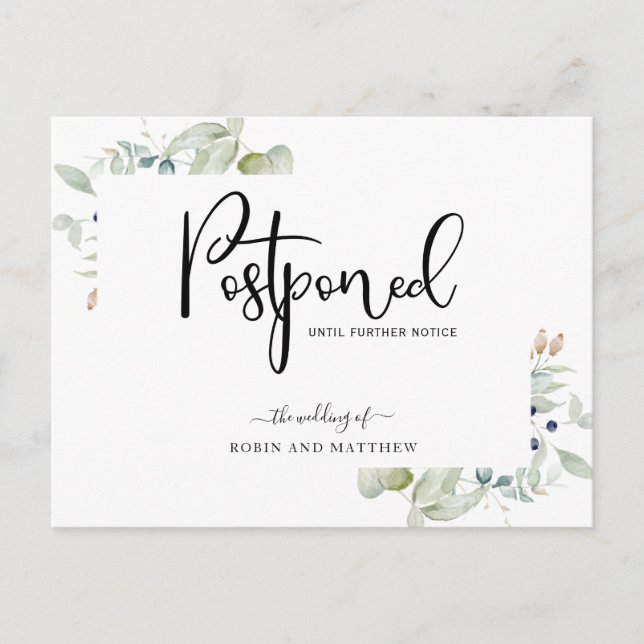 Carte Postale Verdure, Mariage de report Faire-part (Devant)
