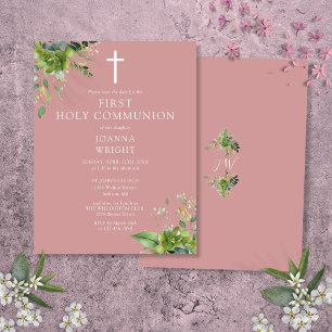 Carte Postale Verdure Rose Première Communion Sauvons La Date