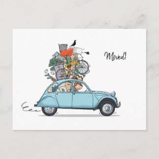 Carte Postale Verhuiskaart Citroen Eend blauw