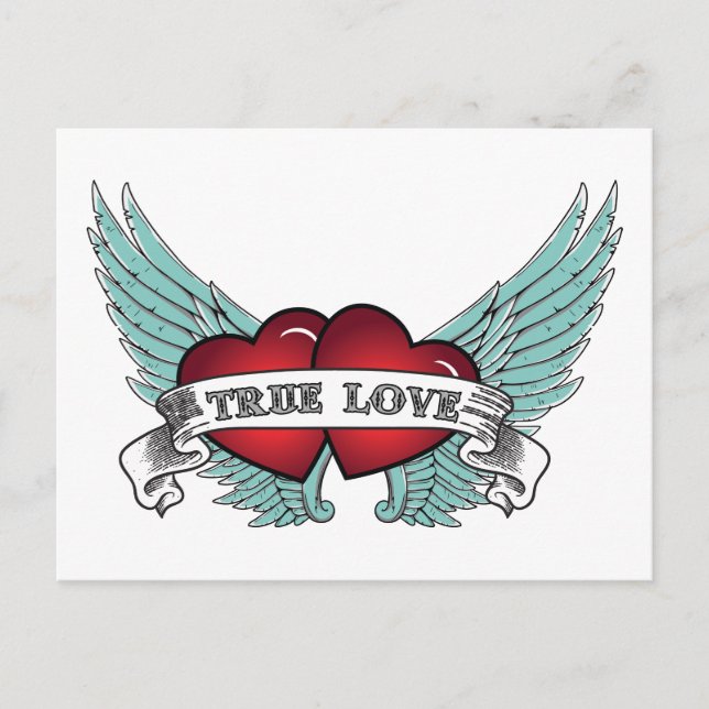 Carte Postale Véritable Amour Rockabilly Aiguille Coeur (Devant)