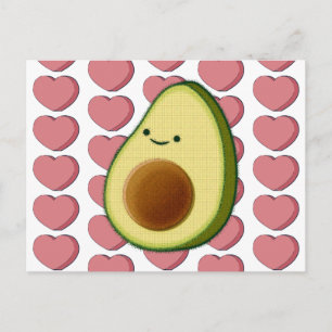 Carte Postale Véritable Avocat Vert En Coeur Rouge Valentines