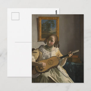 Carte Postale Vermeer Le Joueur de guitare Classique Beaux-Arts