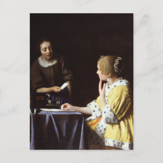 Carte Postale Vermeer - Maîtresse et domestique 1666-67