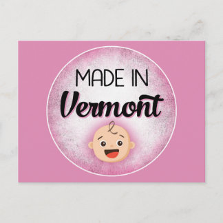 Carte postale Vermont Baby Funny Pink New Girl