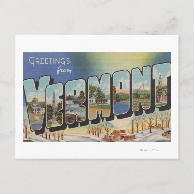 Carte Postale Vermont (Scène D'Hiver) - Grandes Scènes De Lettre (Devant)
