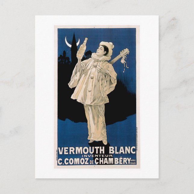 Carte Postale Vermouth Blanc Boissons Vintages Publicité Art (Devant)