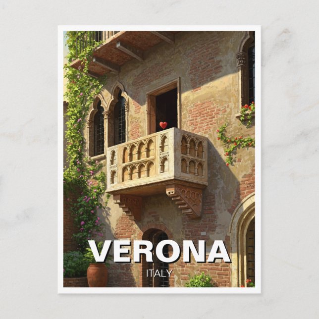 Carte Postale Vérone Balcon Italie Voyage (Devant)