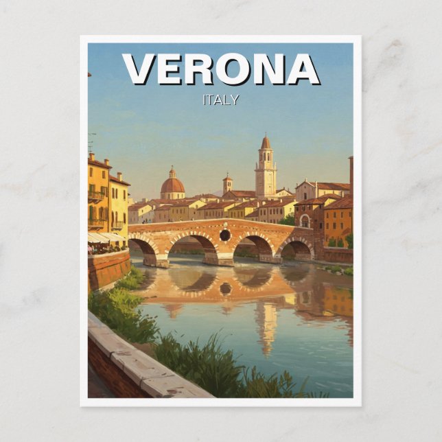 Carte Postale Vérone Italie Pont Voyage (Devant)