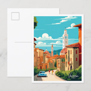 Carte Postale Vérone Italie Vintage voyage d'art