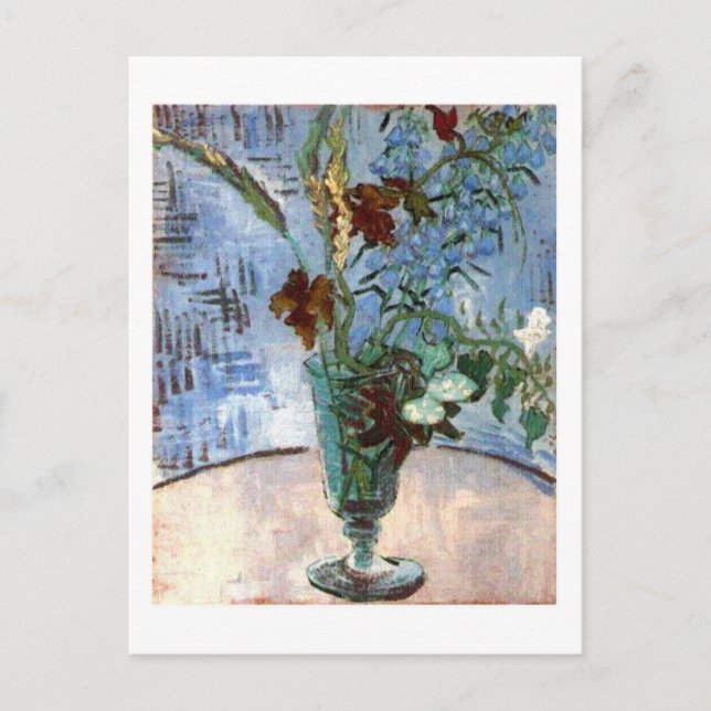 Carte Postale Verre aux fleurs sauvages, Van Gogh Art (Devant)