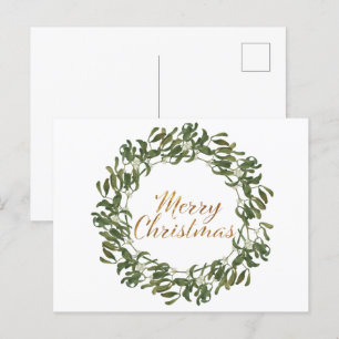 Carte Postale Verre de Noël Vert et Dieu Joyeux Noël