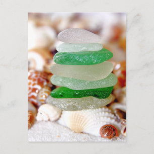 Carte postale Verre de plage et coquillages