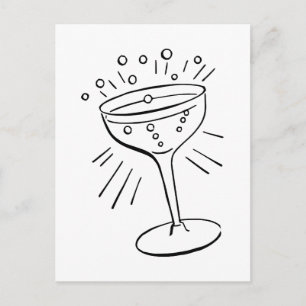 Carte Postale Verre noir et blanc Vintage rétro au Champagne