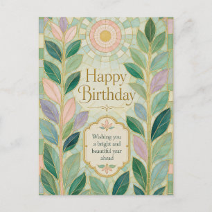 Carte Postale Verre teinté botanique anniversaire Glow