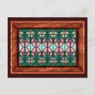Carte Postale Verre verni Art Nouveau en bois