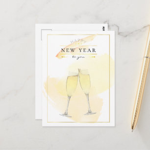 Carte Postale Verres de champagne écossais en aquarelle