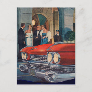 Carte Postale vers 1960 calandre cadillac rouge