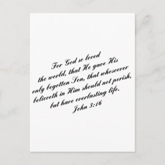 Carte Postale Vers de bible de 3h16 de John (KJV)