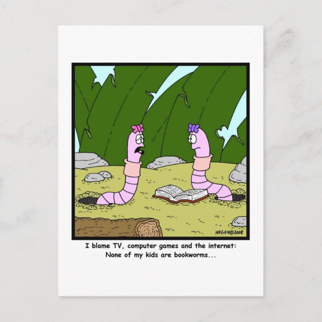 Carte Postale Vers de livre : Cartoon de ver (Devant)