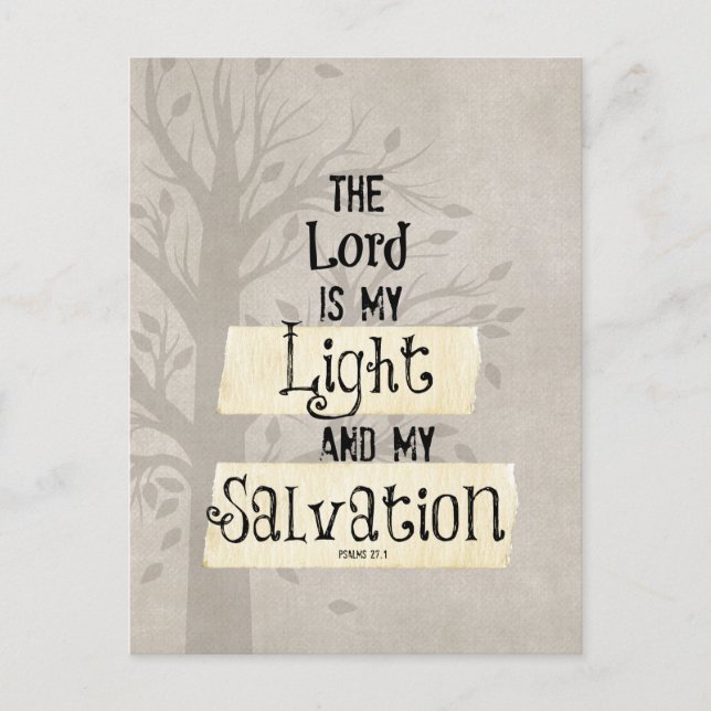 Carte Postale Verse biblique : Le Seigneur est ma Lumière et ma  (Devant)