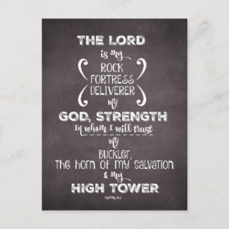 Carte Postale Verse de la Bible des Psaumes : Rocher et Tour hau