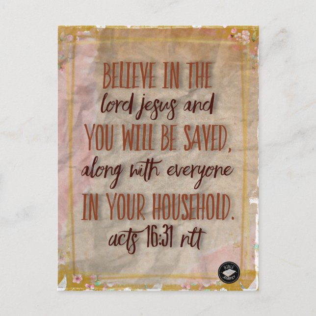 Carte postale - Verset biblique Actes 16:31 NEG (Devant)