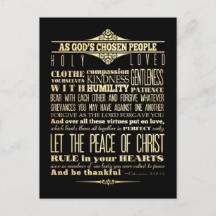 Carte Postale Verset biblique biblique - Colossiens 3:12-13