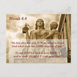 Carte Postale Verset biblique chrétien Michée 6:8 Esprit de just