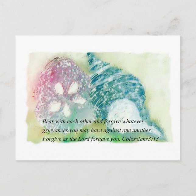 Carte Postale Verset biblique et coquillages (Devant)