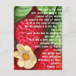 Carte Postale Verset biblique et fraise