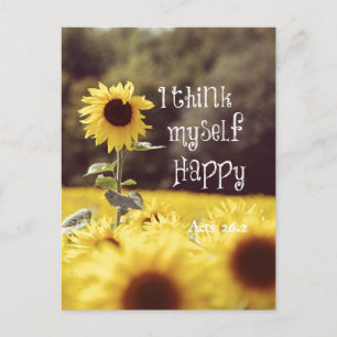 Carte Postale Verset biblique heureux avec tournesols
