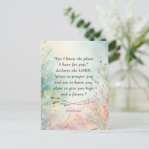 Carte Postale Verset biblique personnalisable Jérémie 29:11