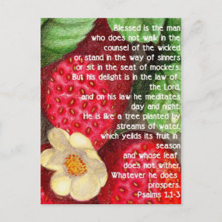 Carte Postale verset de la Bible et fraise