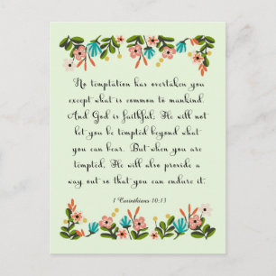 Carte Postale Versets de la Bible Art - 1 Corinthiens 10:13