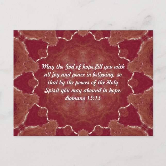 Carte Postale Versets de la Bible Citation Romains 15:13 (Devant)