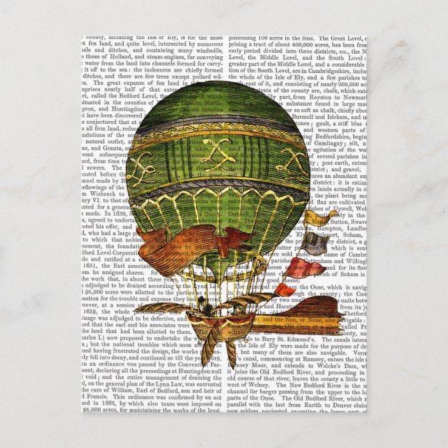 Carte Postale Vert ballon à air chaud (Devant)